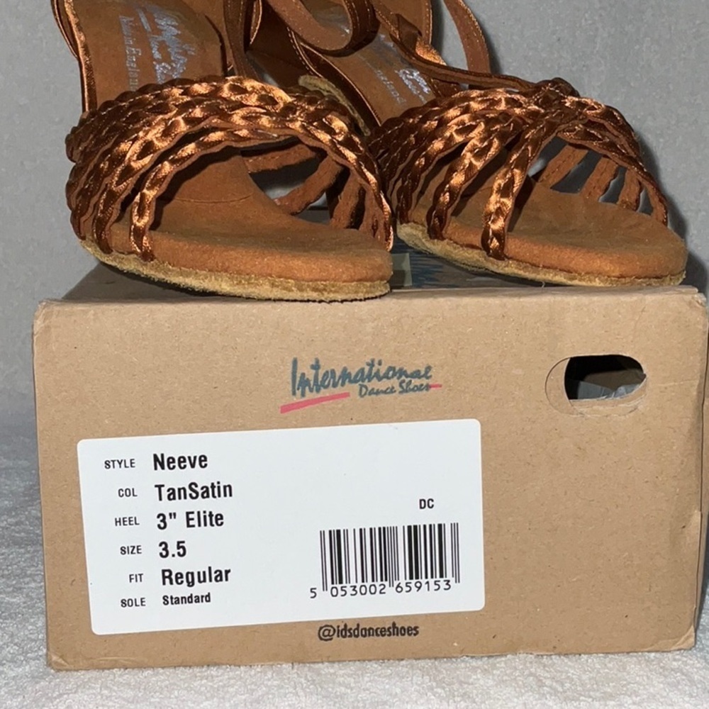 International Dance Shoes “Neeve” Tan Satin – Women’s Size 3.5 - Picture 5 of 5